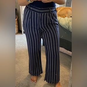 Navy and white striped pants